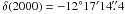 Mathematical equation: \hbox{$\delta(2000)= -12^{\circ}17\arcmin 14\farcs4$}