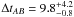Mathematical equation: \hbox{$\Delta t_{AB} = 9.8_{-0.8}^{+4.2}$}
