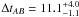 Mathematical equation: \hbox{$\Delta t_{AB} = 11.1_{-1.1}^{+4.0}$}