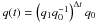 Mathematical equation: \hbox{$q(t) = \left(q_1 q_0^{-1} \right)^{\Delta t} q_0$}