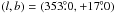 Mathematical equation: \hbox{$(l,b)=(353\fdg0,+17\fdg0)$}