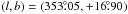 Mathematical equation: \hbox{$(l,b)=(353\fdg05,+16\fdg90)$}