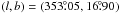 Mathematical equation: \hbox{$(l,b)=(353\fdg 05,16\fdg90)$}