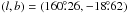 Mathematical equation: \hbox{$(l,b)=(160\fdg26, -18\fdg62)$}