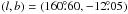 Mathematical equation: \hbox{$(l,b)=(160\fdg 60,-12\fdg 05)$}