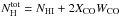 Mathematical equation: \hbox{$\NHTOT=N_{\rm HI} + 2 \XCO \wco$}