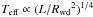 Mathematical equation: \hbox{$\Teff\propto(L/\Rwd^2)^{1/4}$}
