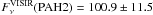 Mathematical equation: \hbox{$F_\nu^\mathrm{VISIR}(\mathrm{PAH2}) = 100.9 \pm 11.5$}