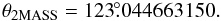 Mathematical equation: \begin{equation} \theta_{\rm {2MASS}} = 123\fdg 044663150. \end{equation}