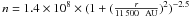 Mathematical equation: \hbox{$n=1.4\times 10^8 \times (1 + (\frac{r}{11\,500~{\rm~AU}})^2)^{-2.5}$}