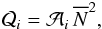 Mathematical equation: \begin{equation} \Qw_i = \cA_i \, \Nb^2 , \label{Qw-1} \end{equation}