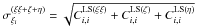 Mathematical equation: \hbox{$\sigma_{\xi_i}^{(\xi\xi+\zeta+\eta)}=\sqrt{C_{i,i}^{\rm LS (\xi\xi)} +C_{i,i}^{\rm LS (\zeta)}+C_{i,i}^{\rm LS (\eta)}}$}