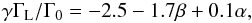 Mathematical equation: \appendix \setcounter{section}{1} \begin{equation} \label{eq:lindblad} \gamma \Gamma_{\rm L} / \Gamma_0 = -2.5 - 1.7 \beta + 0.1 \alpha , \end{equation}