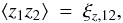 Mathematical equation: \appendix \setcounter{section}{2} \begin{eqnarray} \label{eq:zero_shifted_log_normal_2p_correlation_of_xi} \EV{z_1 z_2} &=& \xi_{z,12}, \end{eqnarray}