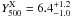 Mathematical equation: \hbox{$\YSZ^{\rm X}=6.4_{-1.0}^{+1.2}$}