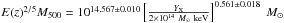 Mathematical equation: \hbox{$E(z)^{2/5}\Mv = 10^{14.567 \pm 0.010} \left[\frac{\YX}{2\times10^{14}~{M_{\odot}}~\keV}\right]^{0.561 \pm 0.018}~M_{\odot}$}