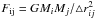 Mathematical equation: \hbox{$F_{\rm ij} = GM_{i}M_{j}/\triangle r_{ij}^{2}$}