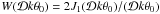 Mathematical equation: \hbox{$W({\cal D}k\theta_0)=2J_1({\cal D}k\theta_0)/ ({\cal D}k\theta_0)$}