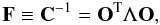 Mathematical equation: \begin{equation} \label{eq:fisher_matrix} \textbf{F}\equiv\textbf{C}^{-1} =\textbf{O}^{\mathrm{T}}\Lambda \textbf{O} , \end{equation}