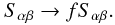 Mathematical equation: \begin{equation} \Sab \rightarrow f \Sab. \end{equation}