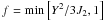 Mathematical equation: \hbox{$f = \min \left[ Y^2 / 3 J_2, 1 \right]$}