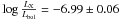 Mathematical equation: \hbox{$\log{\frac{L_{\rm X}}{L_{\rm bol}}} = -6.99 \pm 0.06$}