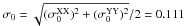 Mathematical equation: \hbox{$\sigma_{0}=\sqrt{(\sigma_{0}^{\mathrm{XX}})^2 + (\sigma_{0}^{\mathrm{YY}})^2}/2 = 0.111$}