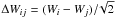 Mathematical equation: \hbox{$\Delta W_{ij} = (W_{i} - W_{j})/\!\sqrt{2}$}