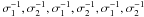 Mathematical equation: \hbox{$ \sigma_{1}^{-1}, \sigma_{2}^{-1}, \sigma_{1}^{-1}, \sigma_{2}^{-1}, \sigma_{1}^{-1}, \sigma_{2}^{-1}$}