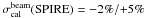 Mathematical equation: \hbox{$\sigma_{\rm cal}^{\rm beam}(\mbox{SPIRE}) = {-2\%}/{+5\%}$}
