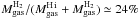 Mathematical equation: \hbox{$M_{\rm gas}^{\rm H_2}/(M_{\rm gas}^{\rm \hi}+M_{\rm gas}^{\rm H_2})\simeq 24\%$}