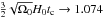 Mathematical equation: \hbox{$\frac{3}{2}\sqrt{\Omega_0}H_0t_{\rm c}\rightarrow 1.074$}