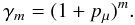 Mathematical equation: \appendix \setcounter{section}{1} \begin{equation} \gamma_m = (1 + p_{\mu})^m. \end{equation}