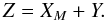 Mathematical equation: \appendix \setcounter{section}{1} \begin{equation} Z = X_M + Y. \end{equation}