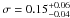 Mathematical equation: \hbox{$\sigma = 0.15^{+0.06}_{-0.04}$}