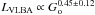 Mathematical equation: \hbox{$L_{\rm VLBA} \propto G_{\rm o}^{0.45 \pm 0.12}$}
