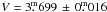 Mathematical equation: \hbox{$V = 3\fm699 \,\pm\, 0\fm016$}