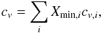 Mathematical equation: \begin{equation} c_v=\sum_iX_{{\rm min},i}c_{v,i} , \end{equation}
