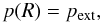 Mathematical equation: \begin{equation} p(R)=p_{\rm ext} , \end{equation}