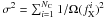 Mathematical equation: \hbox{$\sigma^2=\sum_{i=1}^{N_{\rm C}}1/\Omega(f_{\rm X}^i)^2$}