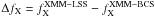 Mathematical equation: \hbox{$\Delta f_{\rm X} = f_{\rm X}^{\rm XMM-LSS}- f_{\rm X}^{\rm XMM-BCS}$}