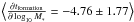 Mathematical equation: \hbox{$\left \langle \frac{\partial t_{\rm formation}}{\partial \log _{10}M_*}=-4.76\pm 1.77 \right \rangle$}