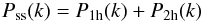 Mathematical equation: \begin{equation} P_{\rm ss}(k) = P_{\rm 1h}(k) +P_{\rm 2h}(k) \end{equation}