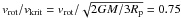 Mathematical equation: \hbox{$v_\text{rot}/v_\text{krit}= v_\text{rot}/\sqrt{{2GM}/{3R_\text{p}}}= 0.75$}