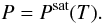 Mathematical equation: \begin{equation} \label{psbound} P = P^{\rm sat} (T). \end{equation}