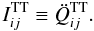 Mathematical equation: \begin{equation} I^{\rm TT}_{ij} \equiv \ddot Q^{\rm TT}_{ij}. \label{eq:ieqqddot} \end{equation}
