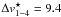Mathematical equation: \hbox{$\Delta v^\star_{1-4} = 9.4$}