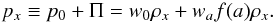 \begin{equation} p_x \equiv p_0 + \Pi = w_0\rho_x + w_a f(a)\rho_x. \end{equation}