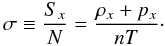\begin{equation} \label{euler} \sigma \equiv \frac{S_x}{N} = \frac{\rho_x + p_x}{nT}\cdot \end{equation}