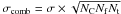 Mathematical equation: \hbox{$\sigma_{\rm comb} = \sigma \times \sqrt{N_{\rm C} N_{\rm f} N_{\rm t}}$}